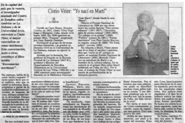 Cintio Vitier: "Yo nací en Martí"
