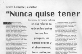 "Nunca quise tener muñecas"  [artículo] Tatiana Cabrera.