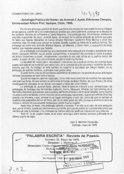 "Antología poética del norte"  [artículo] José Martínez Fernández