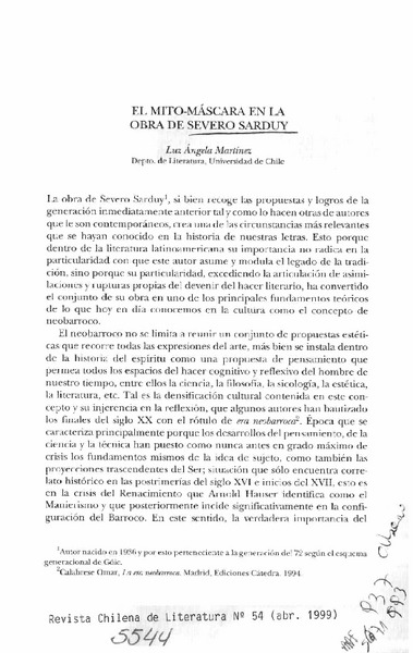 El mito-máscara en la obra de Severo Sarduy