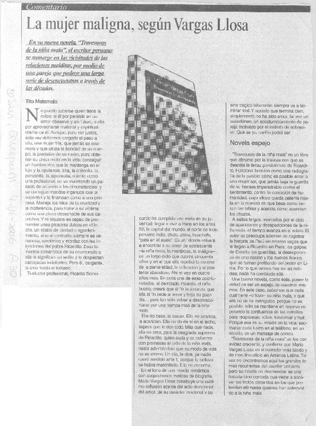 La Mujer maligna, según Vargas Llosa