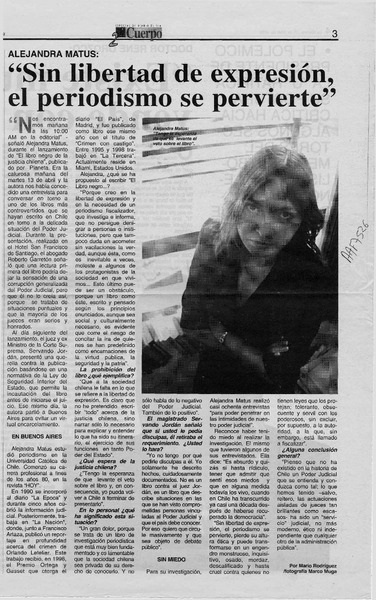 "Sin libertad de expresión, el periodismo se pervierte"  [artículo] Mario Rodríguez.