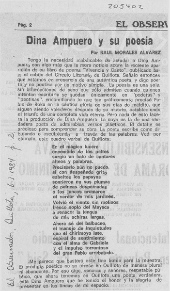Dina Ampuero y su poesía