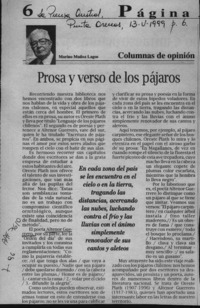 Prosa y verso de los pájaros  [artículo] Marino Muñoz Lagos.
