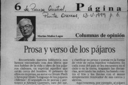 Prosa y verso de los pájaros  [artículo] Marino Muñoz Lagos.