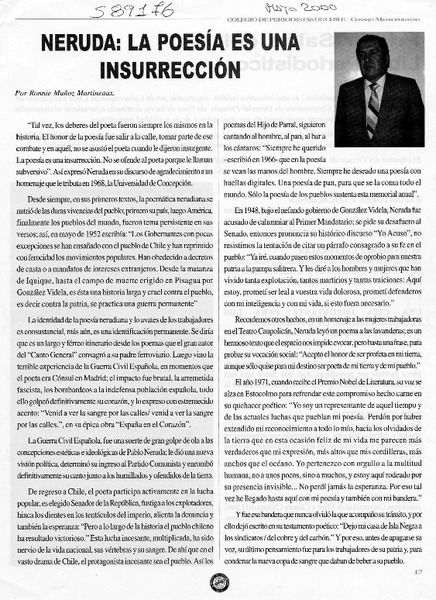 Neruda, la poesía es una insurrección