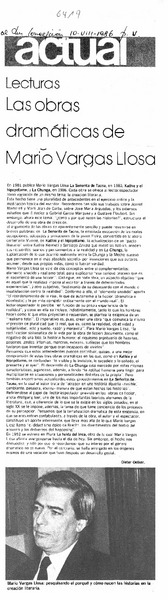 Las obras dramáticas de Mario Vargas Llosa