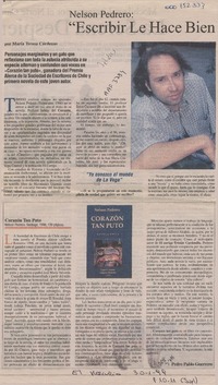 "Escribir le hace bien a la sociedad"  [artículo] María Teresa Cárdenas.