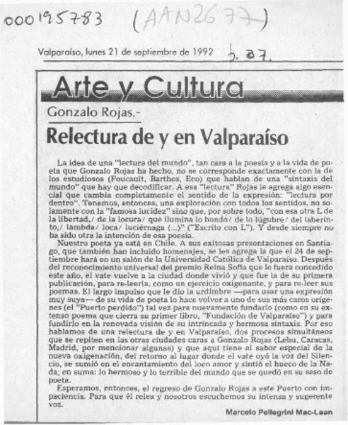 Relectura de y en Valparaíso  [artículo] Marcelo Pellegrini Mac- Lean.