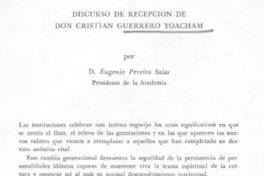 Discurso de recepción de don Cristián Guerrero Yoacham