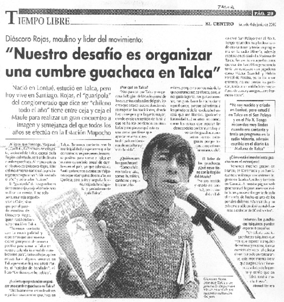 Nuestro desafío es organizar una cumbre guachaca en Talca [entervista]