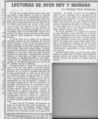 Lecturas de ayer hoy y mañana  [artículo] Wellington Rojas Valdebenito.
