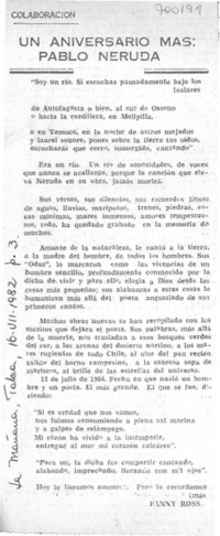 Un aniversario mas: Pablo Neruda