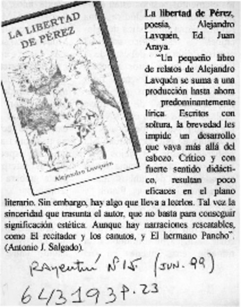 La libertad de Pérez  [artículo] Antonio J. Salgado