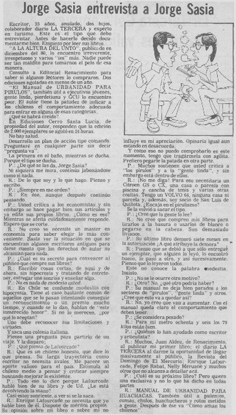 Jorge Sasía entrevista Jorge Sasía : [entrevistas]