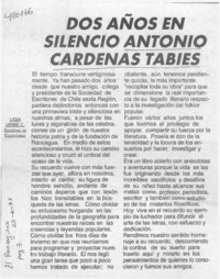 Dos años en silencio Antonio Cárdenas Tabies  [artículo] Ligia Uribe Casanueva