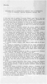 Historia de la literatura chilena de la conquista y de la colonia