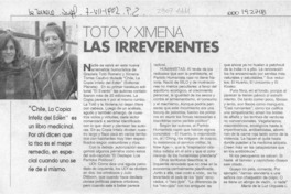 Toto y Ximena las irreverentes  [artículo] María de la Luz Urquieta L.