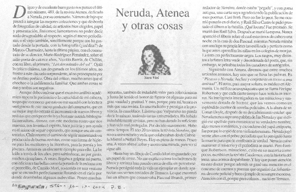Neruda, Atenea y otras cosas