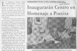 Inaugurarán Centro en homenaje a poetisa  [artículo].