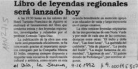 Libro de leyendas regionales será lanzado hoy  [artículo].