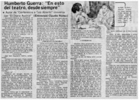 Humberto Guerra: &#34;En esto del teatro, desde siempre&#34; : [entrevista]