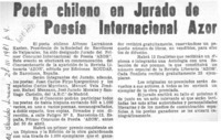 Poeta chileno en jurado de poesía internacional Azor.
