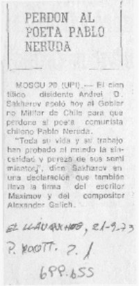 Perdón al poeta Pablo Neruda.