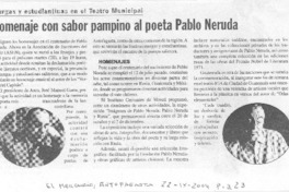 Homenaje con sabor pampino al poeta Pablo Neruda