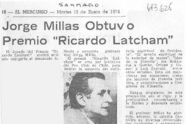 Jorge Millas obtuvo premio "Ricardo Latcham".