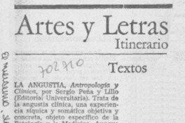 La angustia, antropología y clínica.