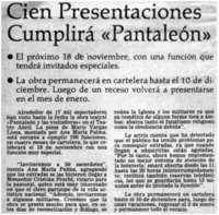 Cien presentaciones cumplirá "Pantaleón"