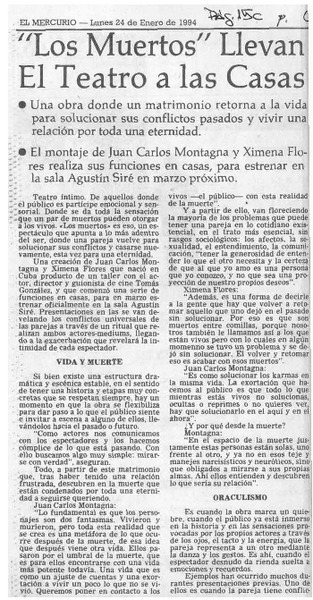 "Los muertos" llevan el teatro a las casas  [artículo] C. H. R.