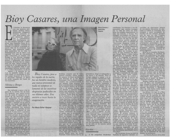 Bioy Casares, una imagen personal
