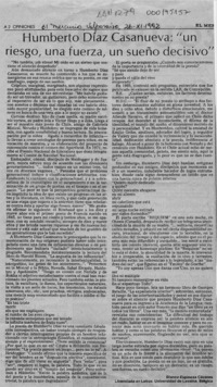 Humberto Díaz Casanueva, "Un riesgo, una fuerza, un sueño decisivo"  [artículo] Blanca Espinoza Cáceres.
