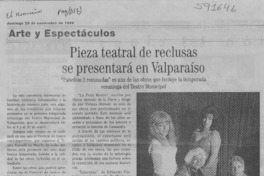 Pieza teatral de reclusas se presentará en Valparaíso  [artículo]