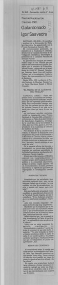 Galardonado Igor Saavedra.