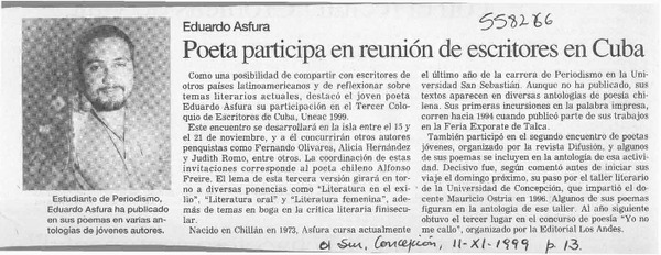 Poeta participa en reunión de escritores en Cuba  [artículo]