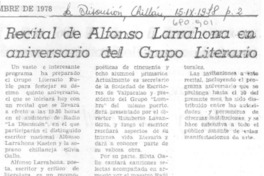 Recital de Alfonso Larrahona en aniversario del grupo literario.