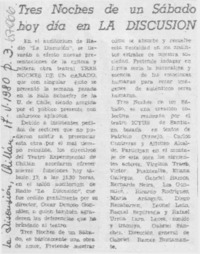 Tres noches de un sábado hoy día en La Discusión.