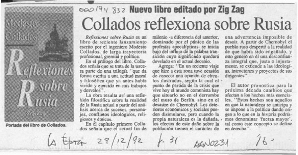 Collados reflexiona sobre Rusia  [artículo].