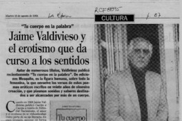 Jaime valdivieso y el erotismo que da curso a los sentidos  [artículo].