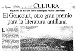 El Goncourt, otro gran premio para la literatura antillana.