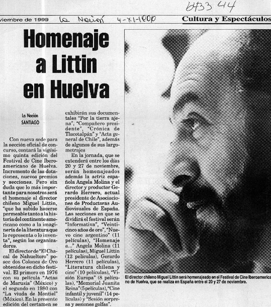 Homenaje a Littin en Huelva  [artículo]