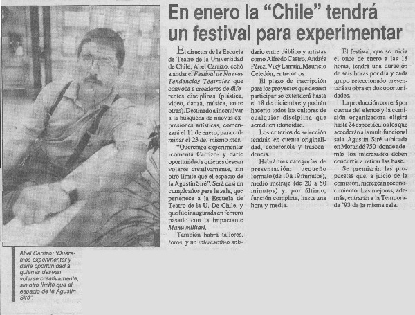 En enero la "Chile" tendrá un festival para experimentar.