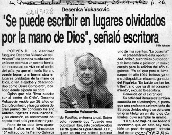 "Se puede escribir en lugares olvidados por la mano de Dios", señaló escritora  [artículo].