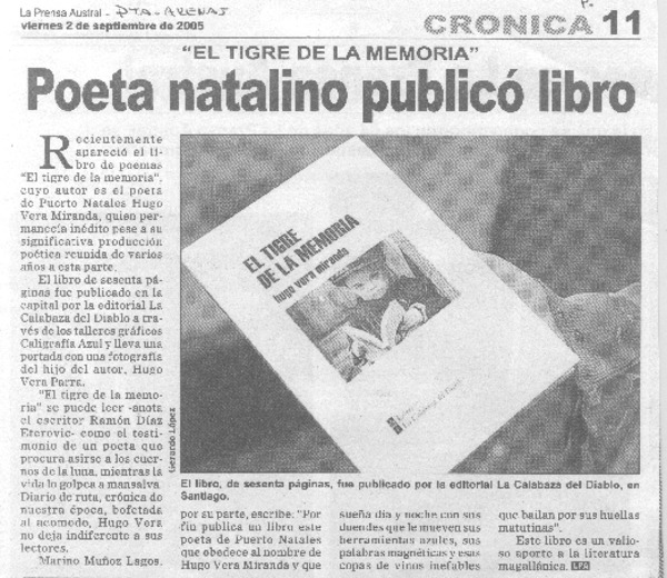 Poeta natalino publicó libro.