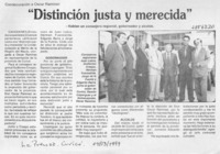 "Distinción justa y merecida"  [artículo].