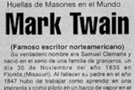 Huellas de masones en el mundo. Mark Twain.