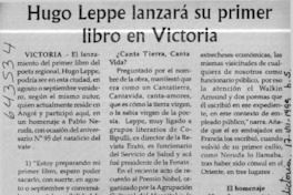 Hugo Leppe lanzará su primer libro en Victoria  [artículo]